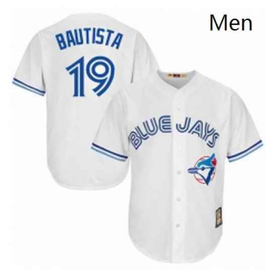 Mens Majestic Toronto Blue Jays 19 Jose Bautista Authentic White Cooperstown MLB Jersey